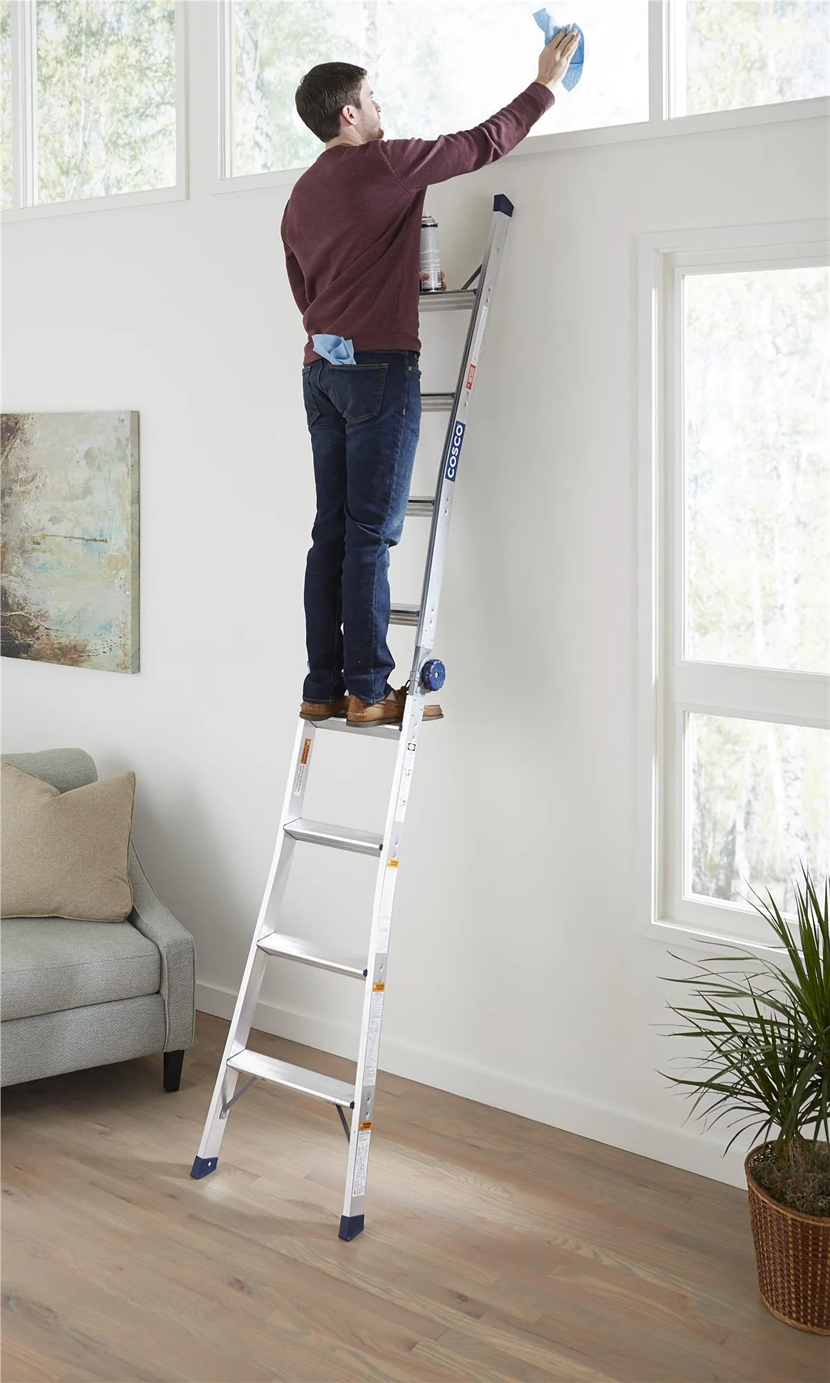 2-in-1 Step and Extension Ladder, 8 ft. 11 in. Reach