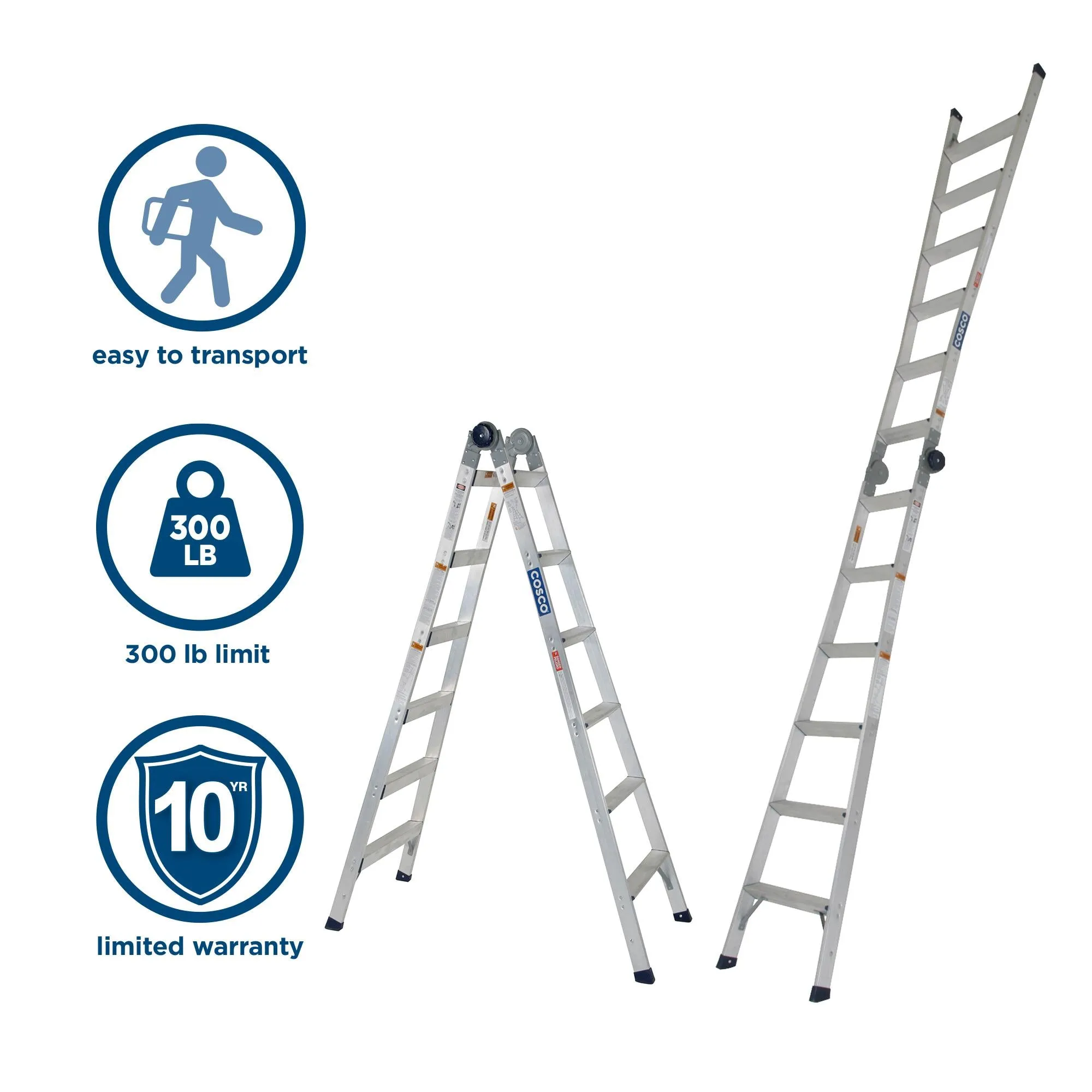 2-in-1 Step and Extension Ladder, 8 ft. 11 in. Reach