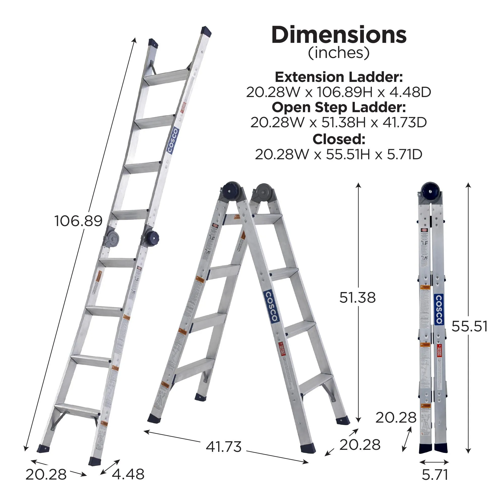 2-in-1 Step and Extension Ladder, 8 ft. 11 in. Reach