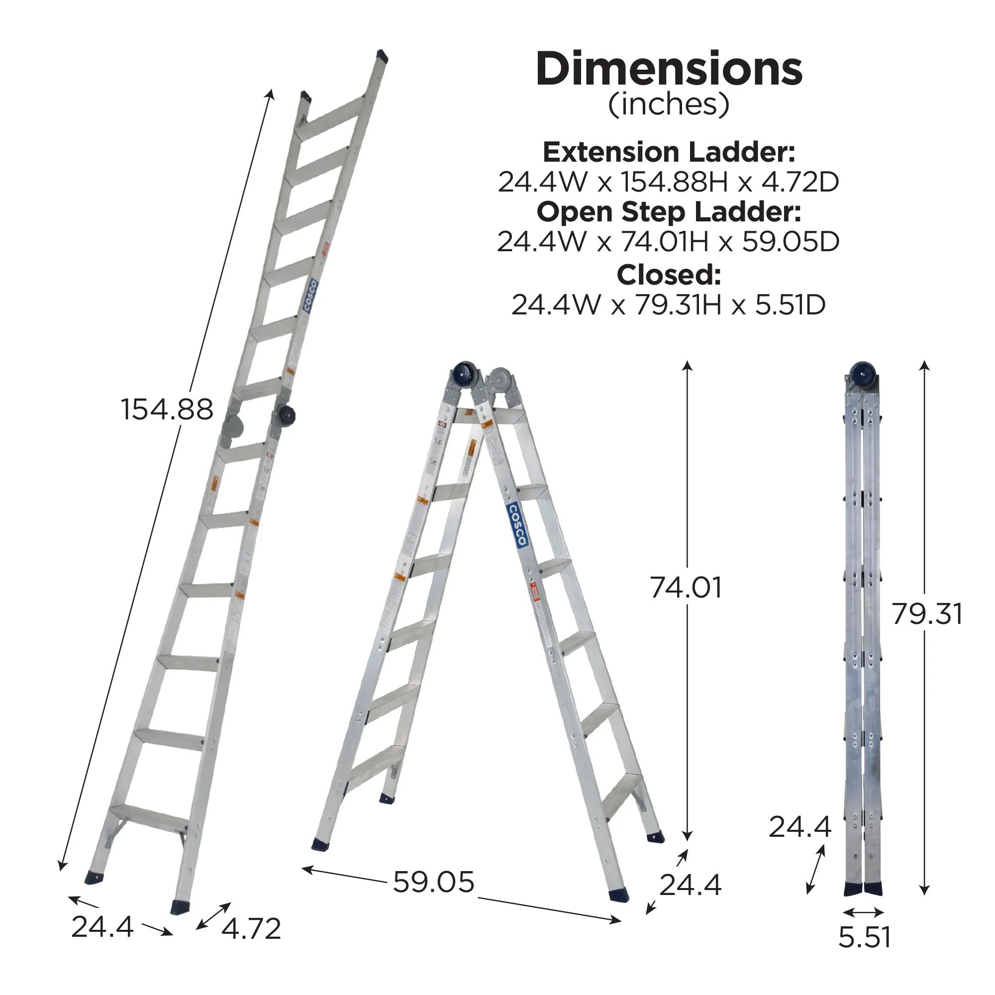 2-in-1 Step and Extension Ladder, 8 ft. 11 in. Reach