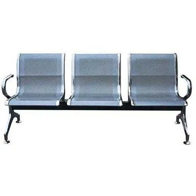 3 Seater Reception Metal  Bench-Grey