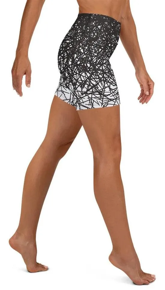 Black & White Ombre Yoga Shorts