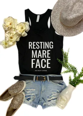 Black Resting Mare Face Graphic Tank Top