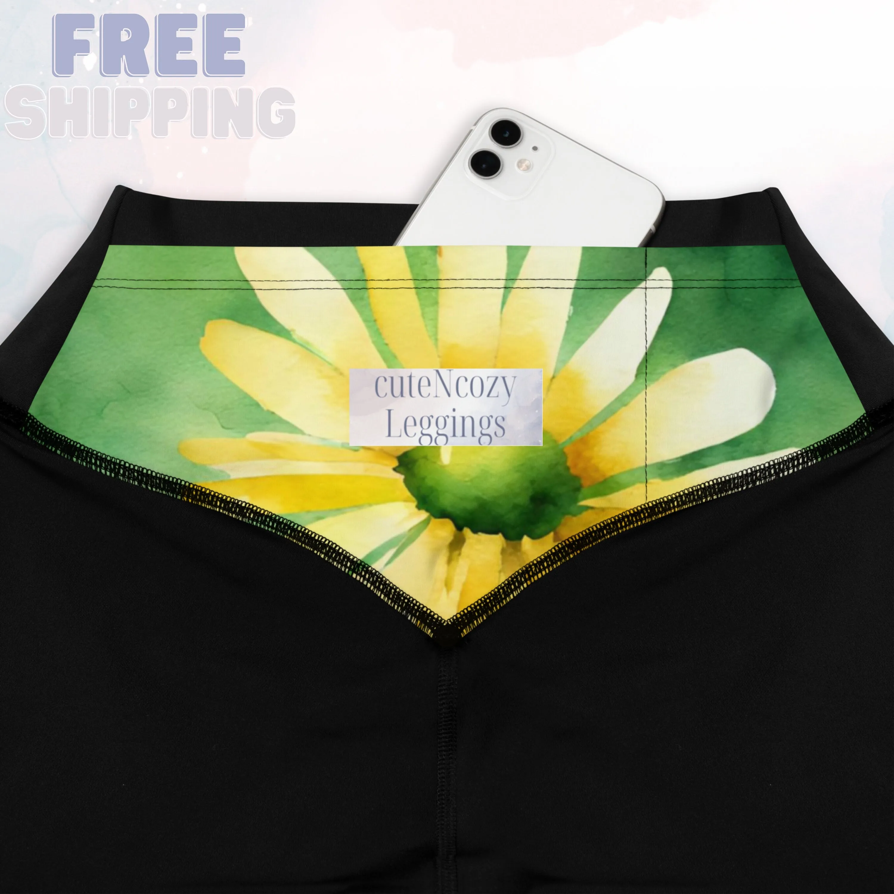 Bold Yellow Daisies Womens Compression Sports Leggings Gym Gift