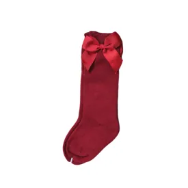 Bow Happy Knee Socks | Cranberry