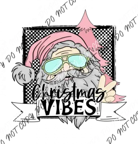 Christmas Vibes Santa in Pink DTF Transfer