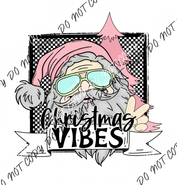 Christmas Vibes Santa in Pink DTF Transfer