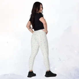 Cream Polka Dot Pocket Workout Leggings