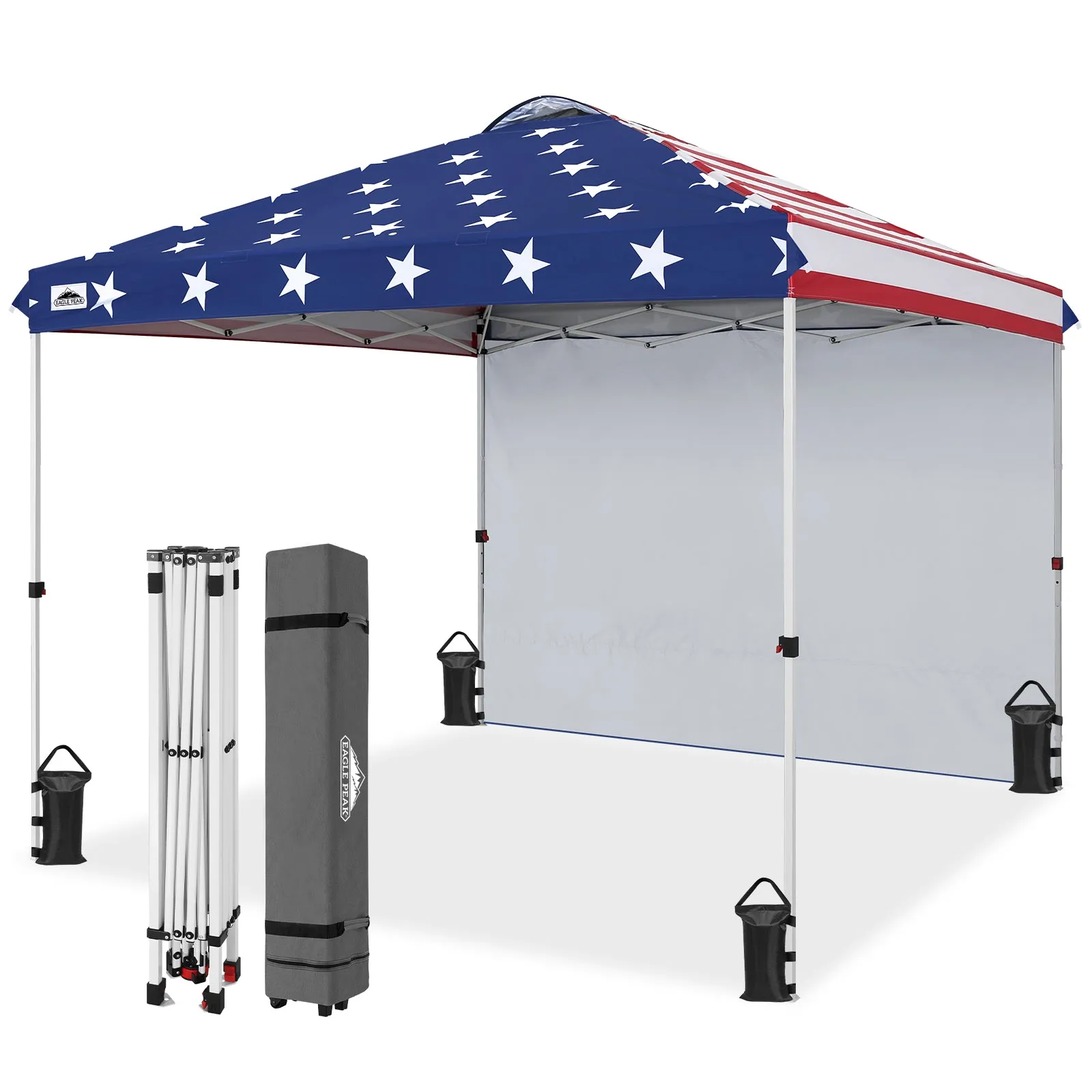 EAGLE PEAK 10x10 Commercial Pop up Canopy Tent with One Detachable Sidewall