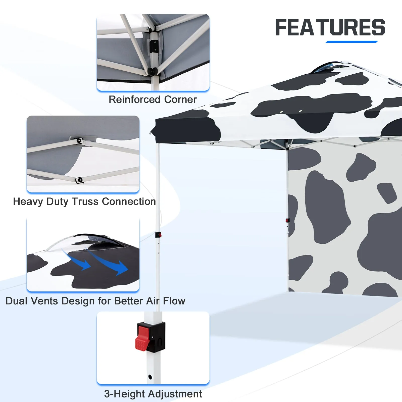 EAGLE PEAK 10x10 Commercial Pop up Canopy Tent with One Detachable Sidewall