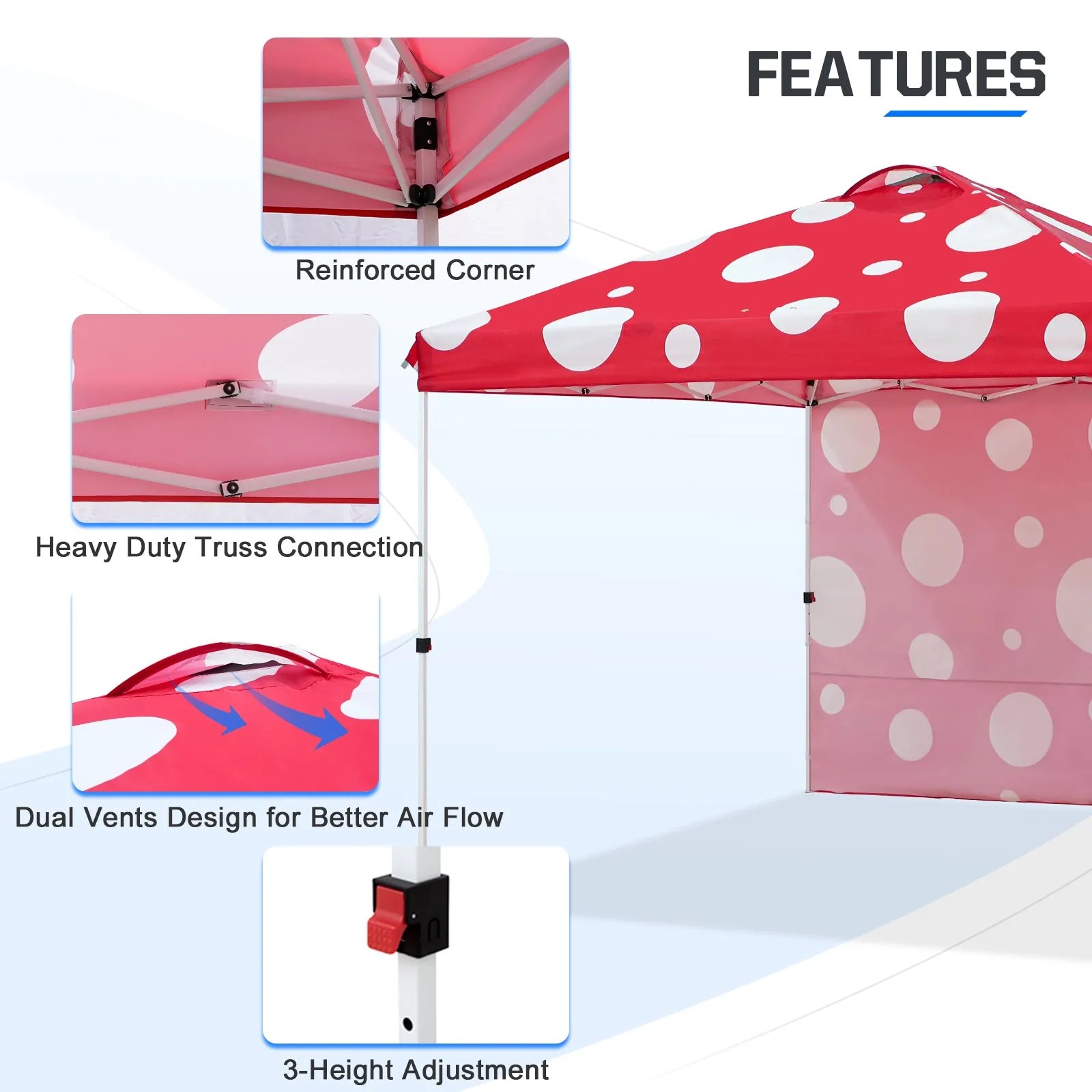 EAGLE PEAK 10x10 Commercial Pop up Canopy Tent with One Detachable Sidewall