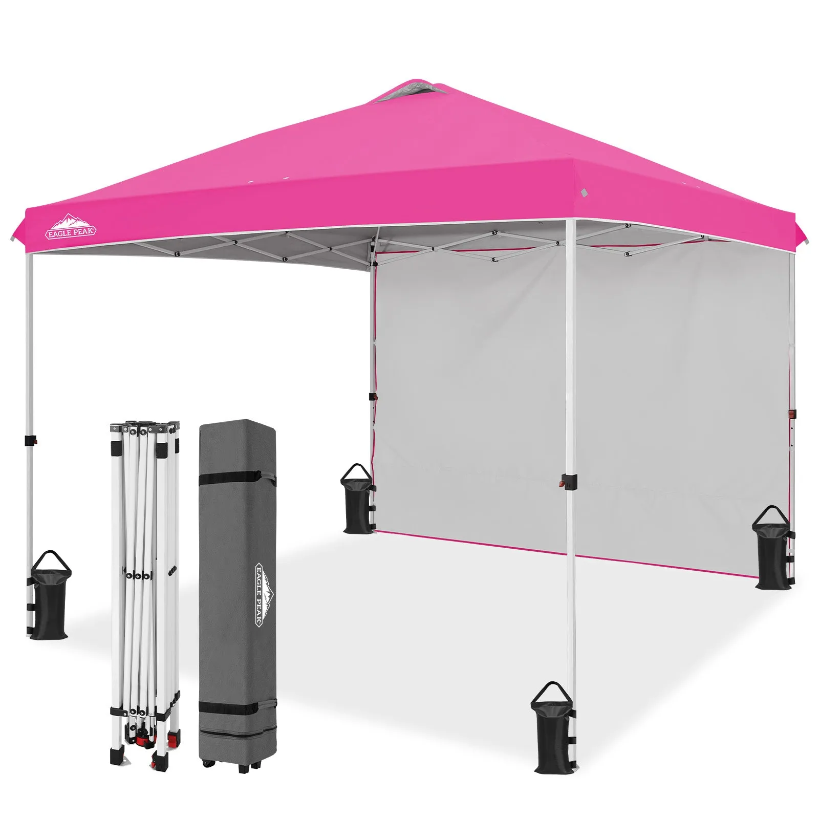 EAGLE PEAK 10x10 Commercial Pop up Canopy Tent with One Detachable Sidewall