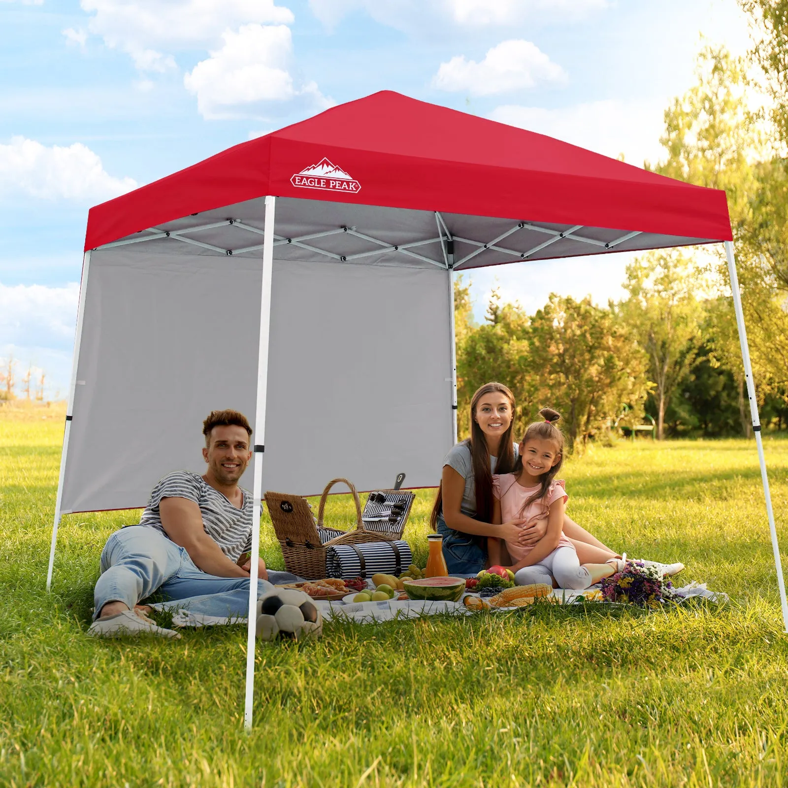 EAGLE PEAK 10x10 Pop Up Canopy Tent with Wall Panel, 10x10 Base 8x8 Top