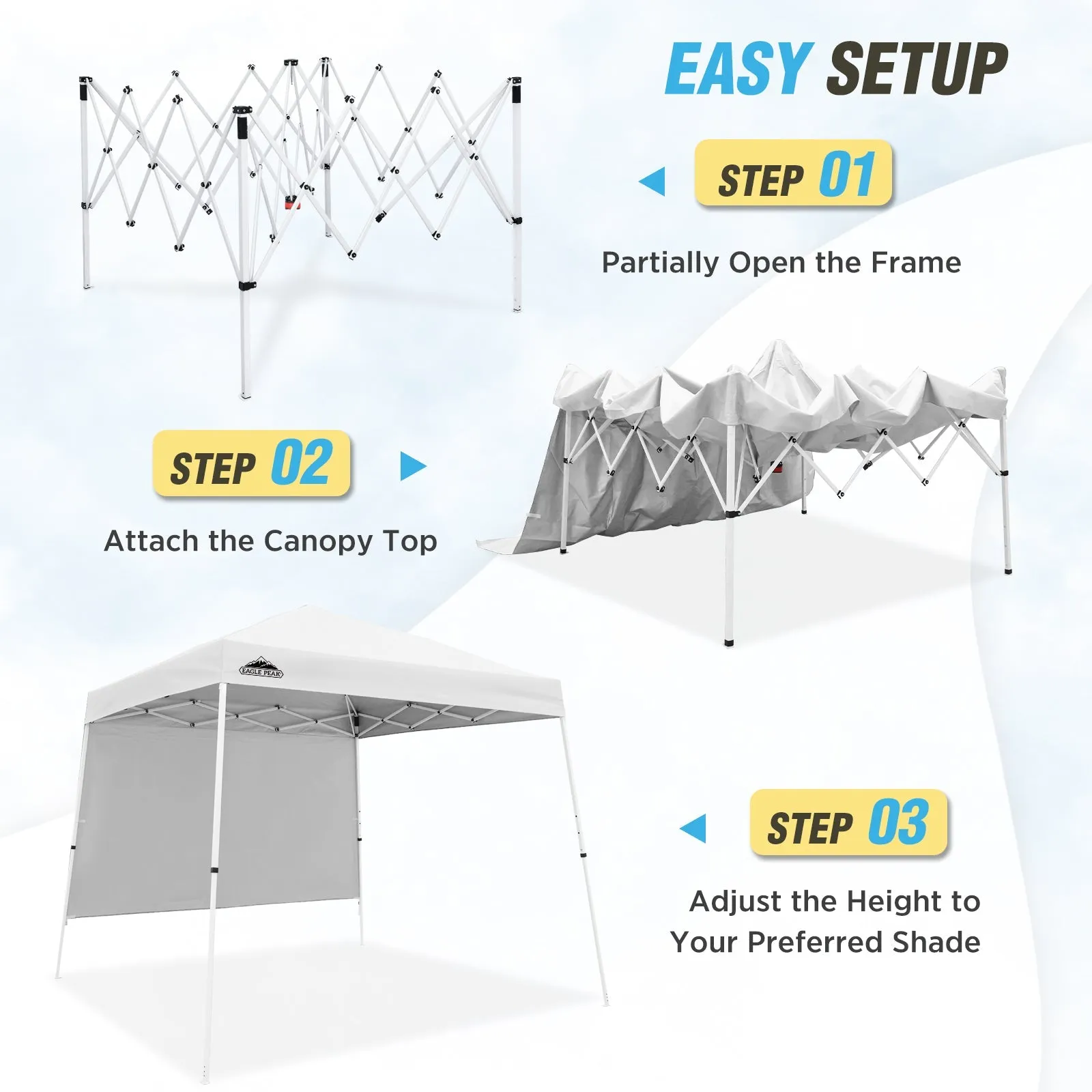 EAGLE PEAK 10x10 Pop Up Canopy Tent with Wall Panel, 10x10 Base 8x8 Top