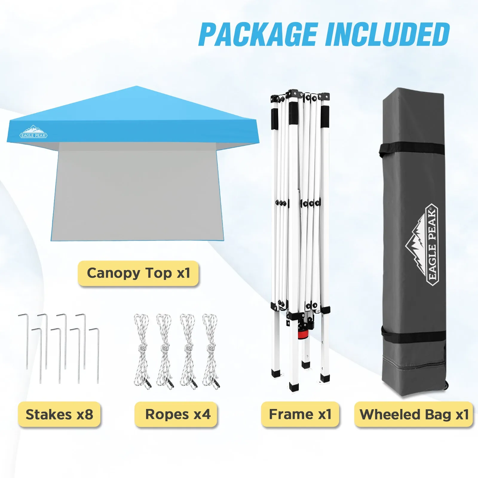 EAGLE PEAK 10x10 Pop Up Canopy Tent with Wall Panel, 10x10 Base 8x8 Top