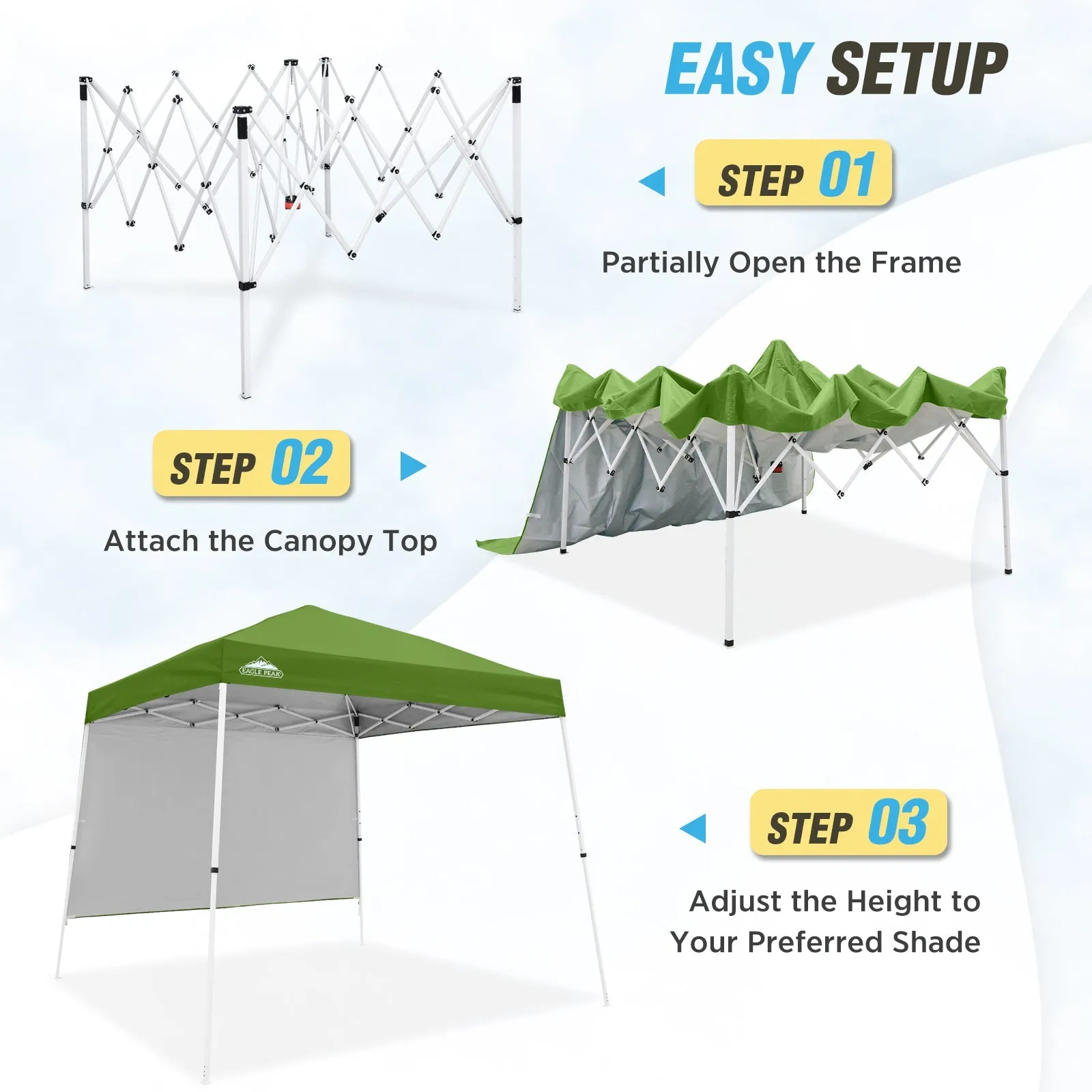 EAGLE PEAK 10x10 Pop Up Canopy Tent with Wall Panel, 10x10 Base 8x8 Top