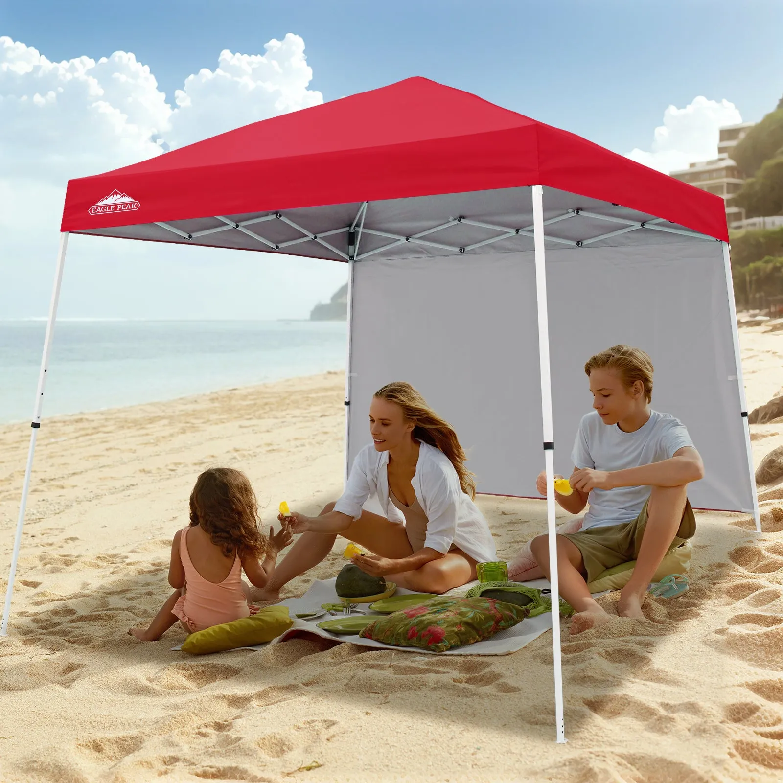 EAGLE PEAK 10x10 Pop Up Canopy Tent with Wall Panel, 10x10 Base 8x8 Top