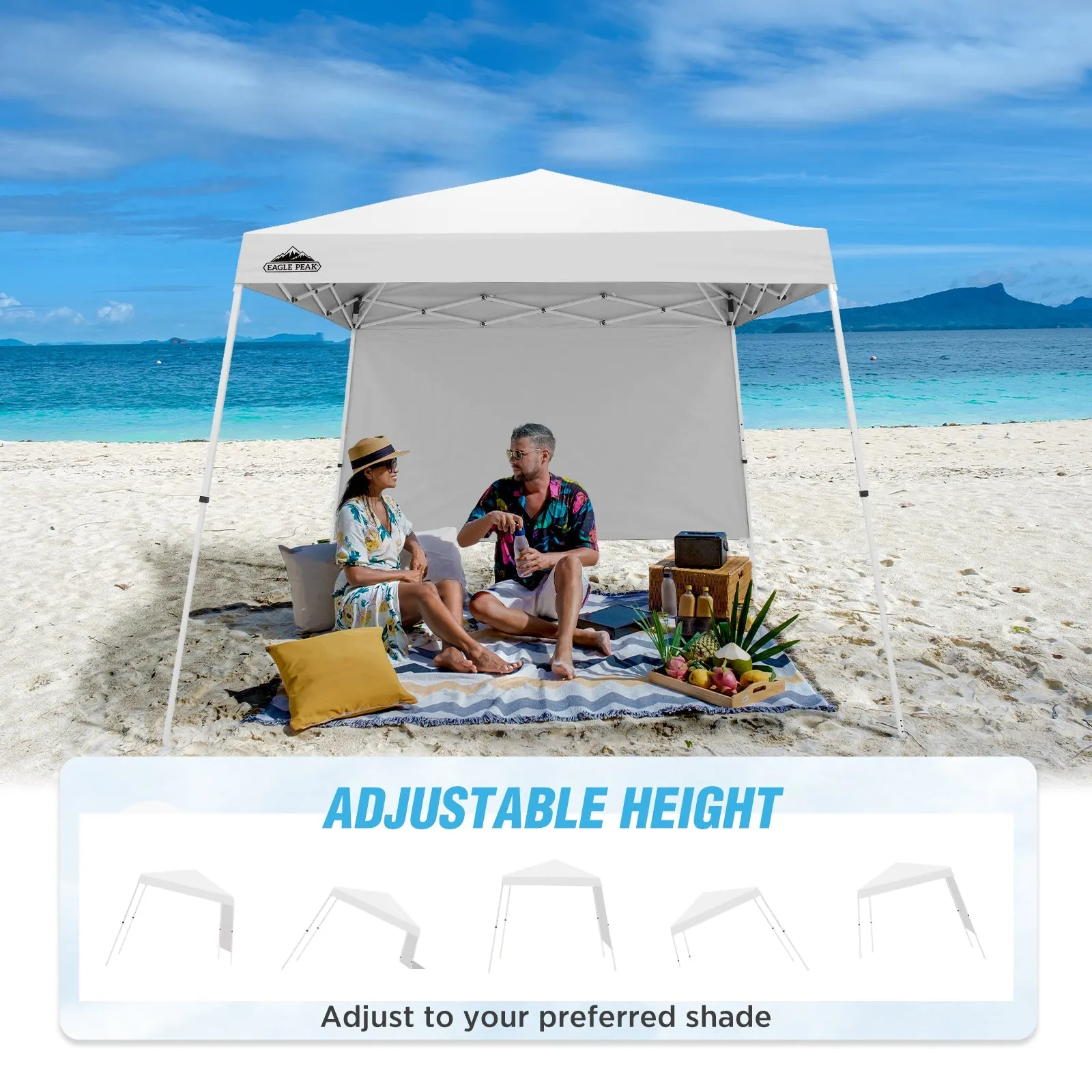 EAGLE PEAK 10x10 Pop Up Canopy Tent with Wall Panel, 10x10 Base 8x8 Top