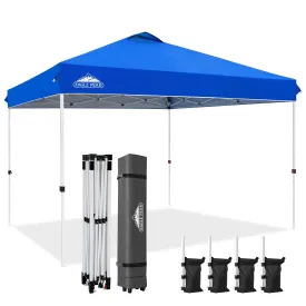 EAGLE PEAK 12x12 Pop Up Canopy Tent Instant Outdoor Canopy Easy Set-up Straight Leg Folding Shelter with Wheeled Bag, 8 Stakes, 4 Sand Bags, and 4 Ropes