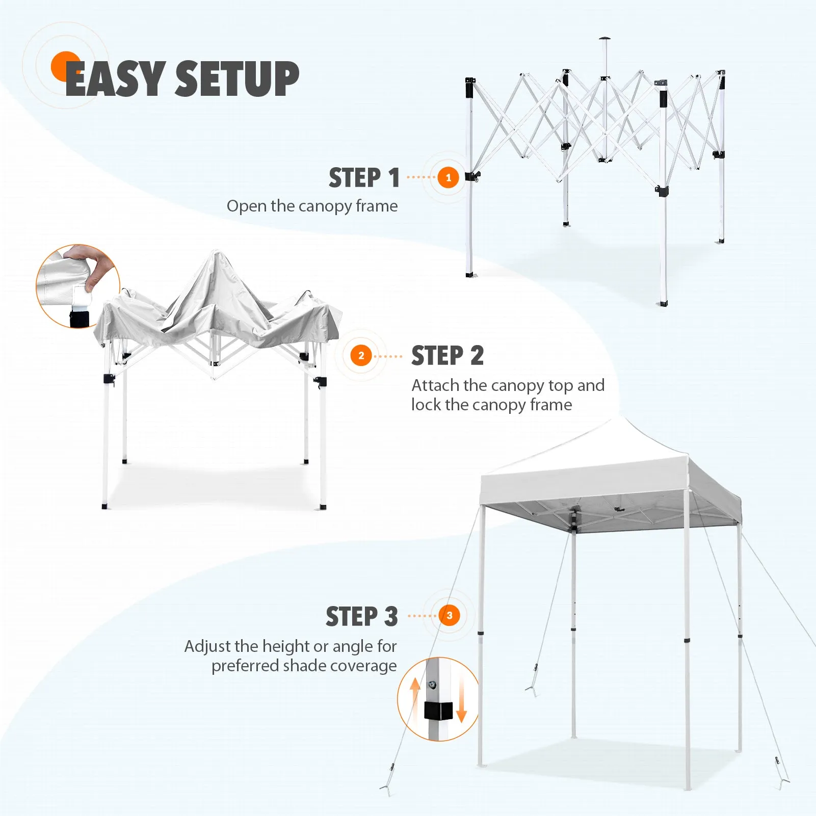 EAGLE PEAK 5x5 Pop Up Canopy Tent Instant Outdoor Canopy Easy Set-up Straight Leg Folding Shelter