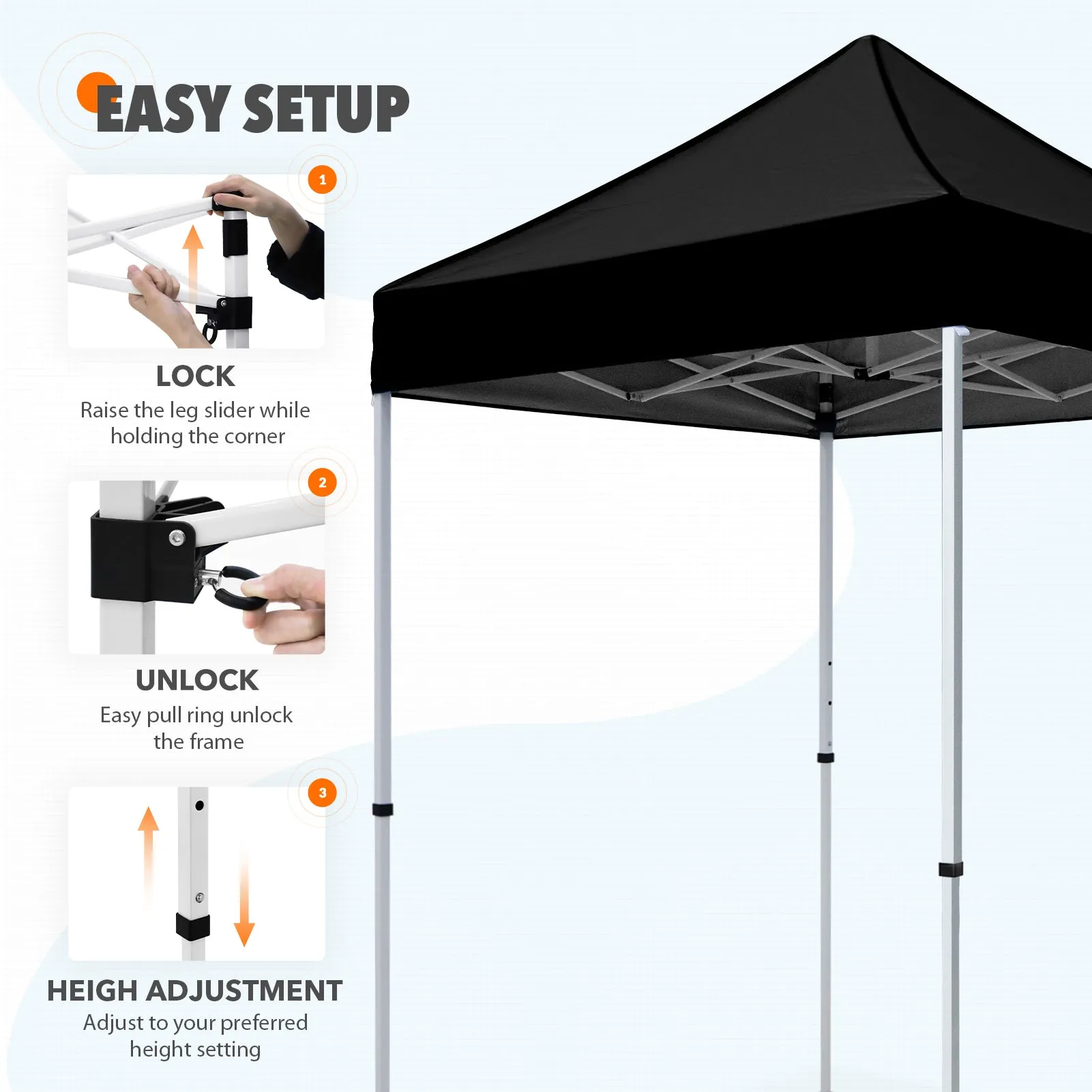 EAGLE PEAK 5x5 Pop Up Canopy Tent Instant Outdoor Canopy Easy Set-up Straight Leg Folding Shelter