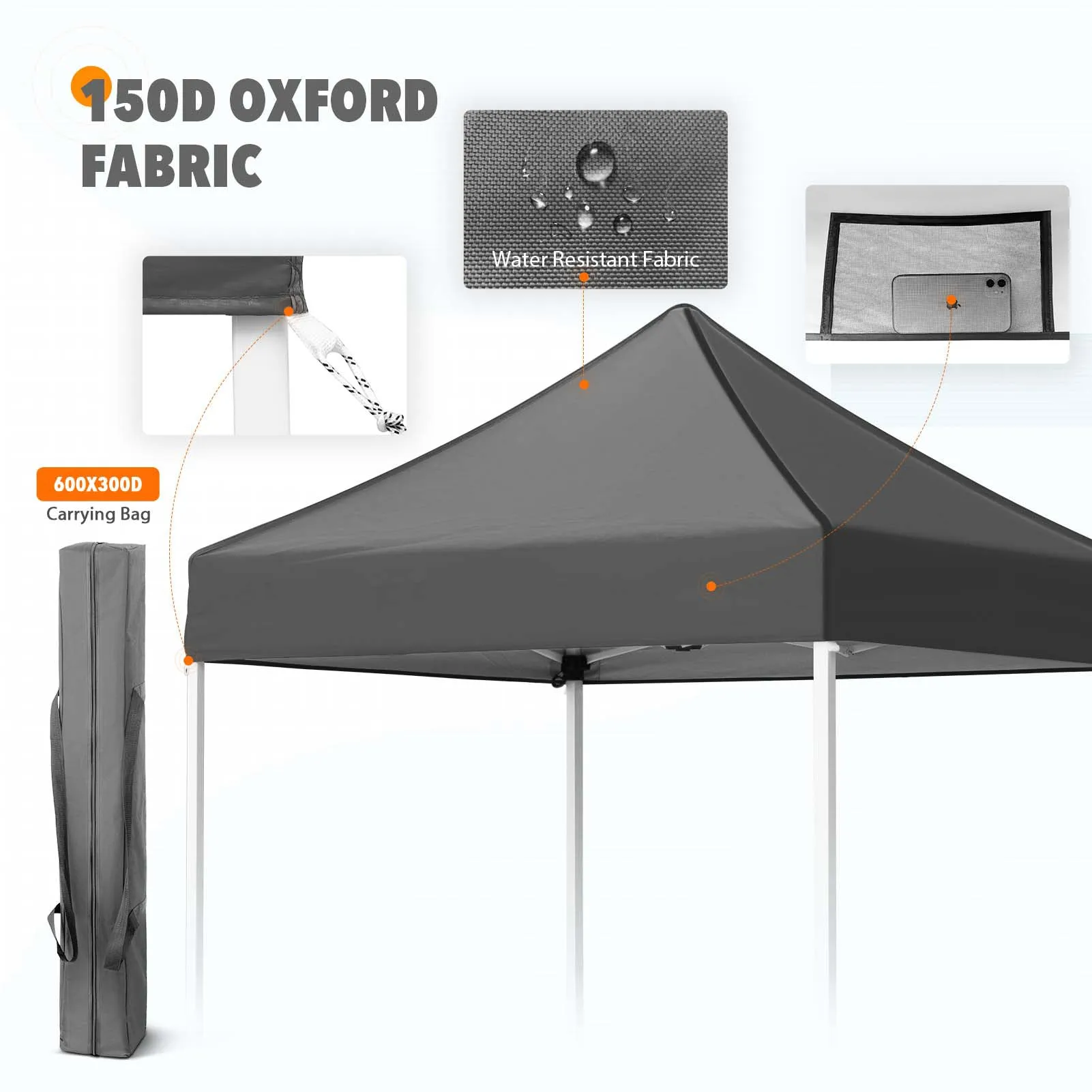 EAGLE PEAK 5x5 Pop Up Canopy Tent Instant Outdoor Canopy Easy Set-up Straight Leg Folding Shelter