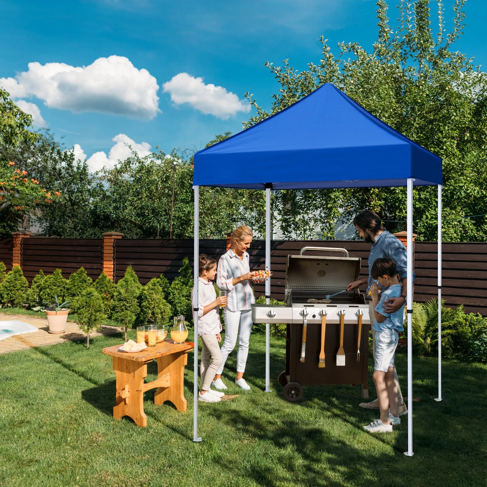 EAGLE PEAK 5x5 Pop Up Canopy Tent Instant Outdoor Canopy Easy Set-up Straight Leg Folding Shelter