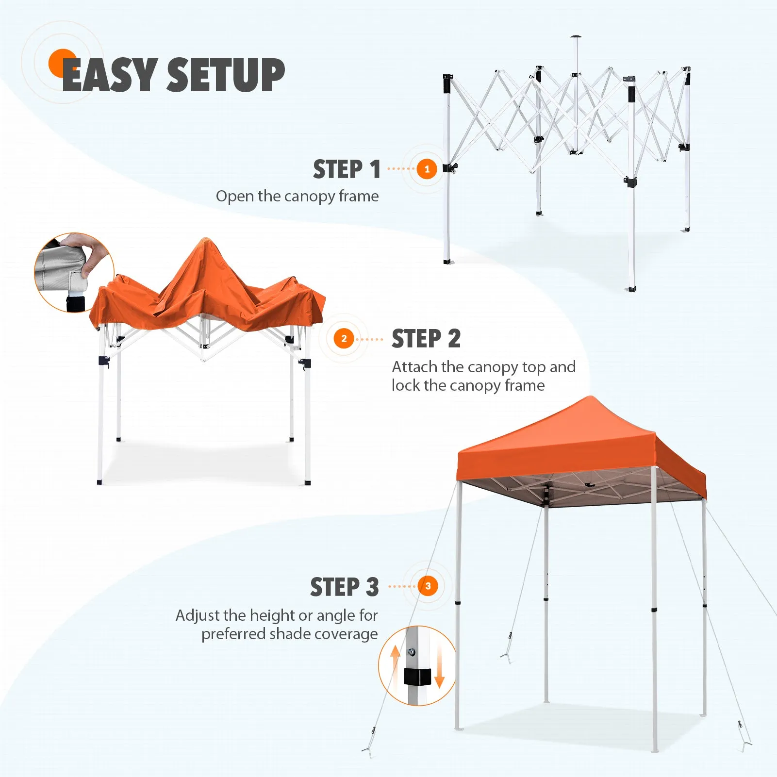 EAGLE PEAK 5x5 Pop Up Canopy Tent Instant Outdoor Canopy Easy Set-up Straight Leg Folding Shelter