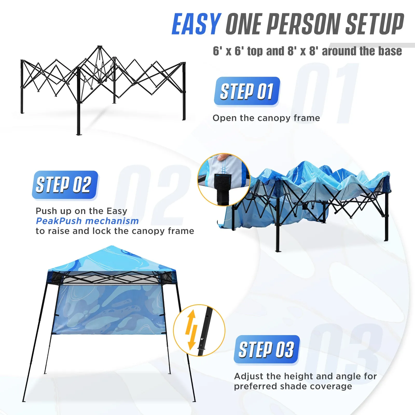 EAGLE PEAK Day Tripper 8x8 Slant Leg Canopy w/ Backpack (36 sqft of Shade)