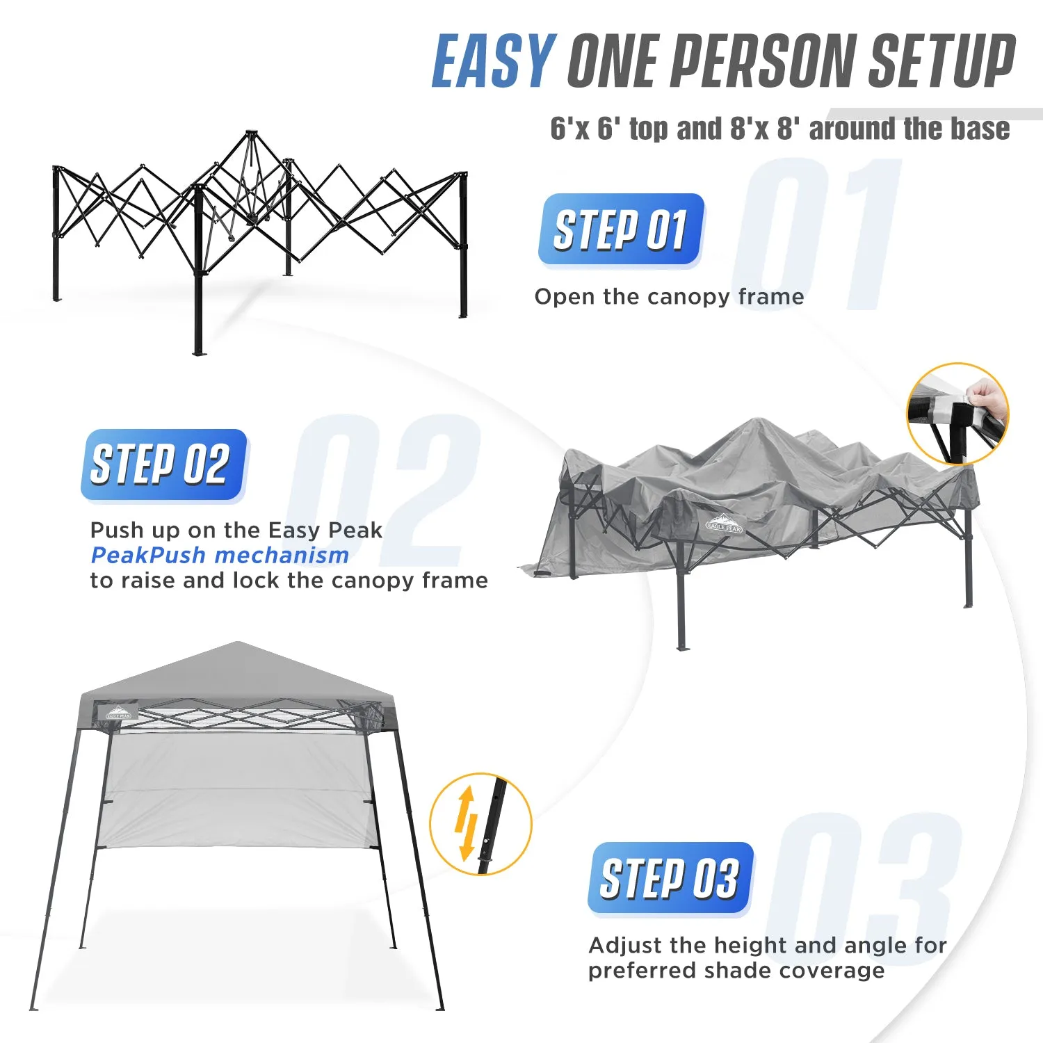 EAGLE PEAK Day Tripper 8x8 Slant Leg Canopy w/ Backpack (36 sqft of Shade)