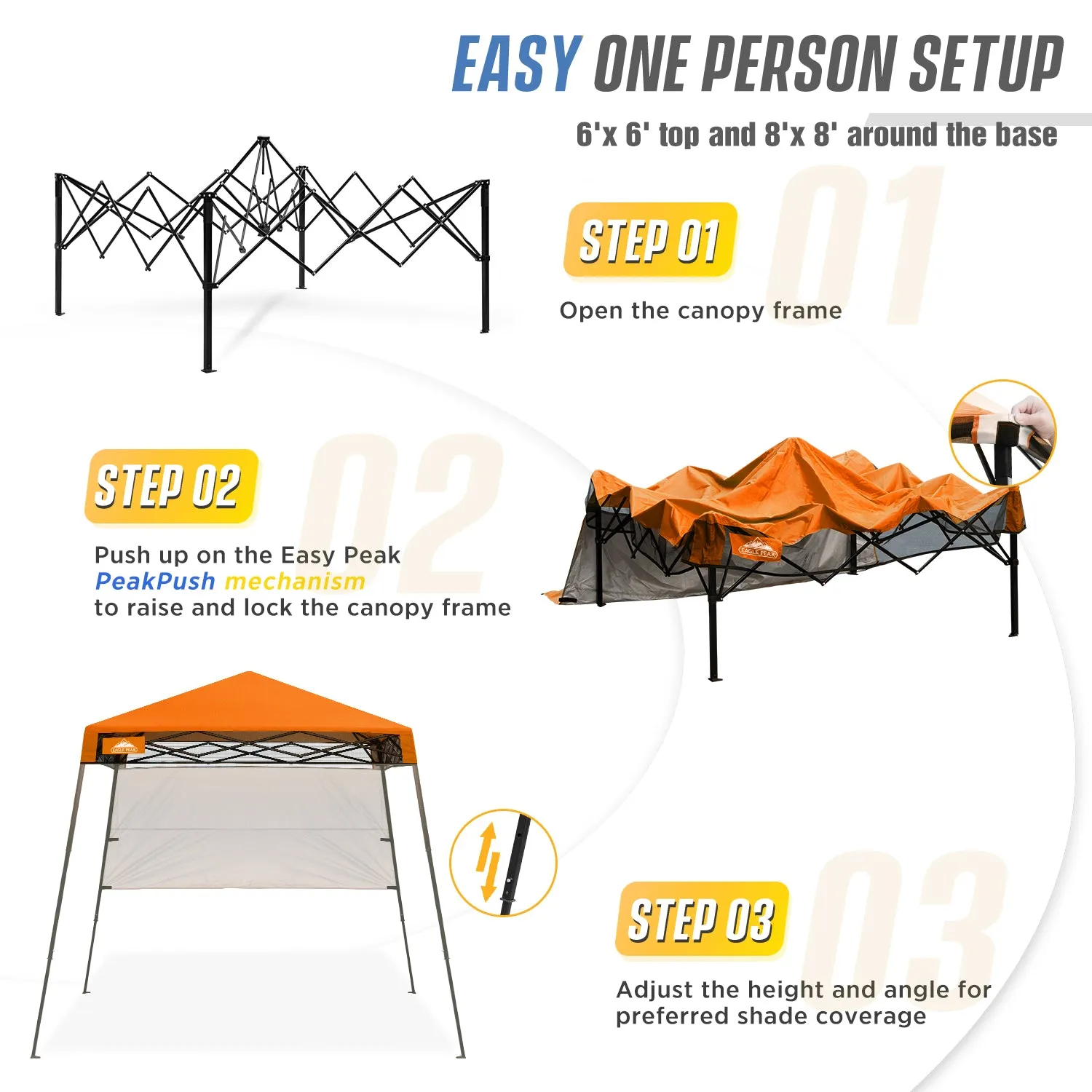 EAGLE PEAK Day Tripper 8x8 Slant Leg Canopy w/ Backpack (36 sqft of Shade)