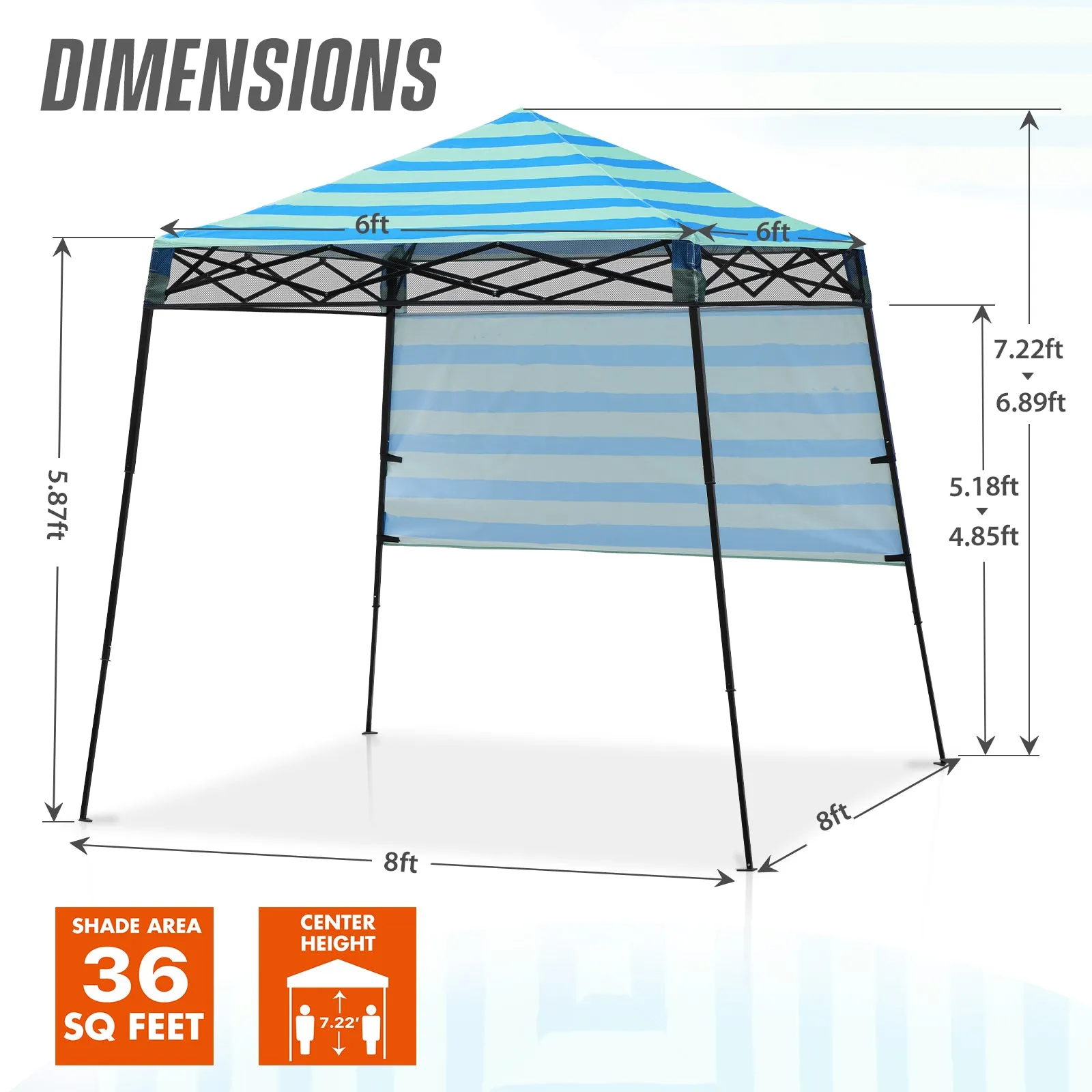 EAGLE PEAK Day Tripper 8x8 Slant Leg Canopy w/ Backpack (36 sqft of Shade)