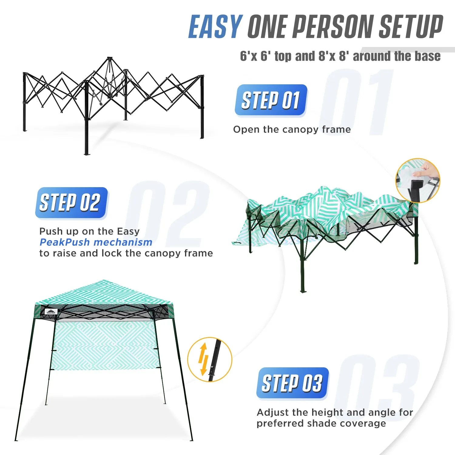 EAGLE PEAK Day Tripper 8x8 Slant Leg Canopy w/ Backpack (36 sqft of Shade)