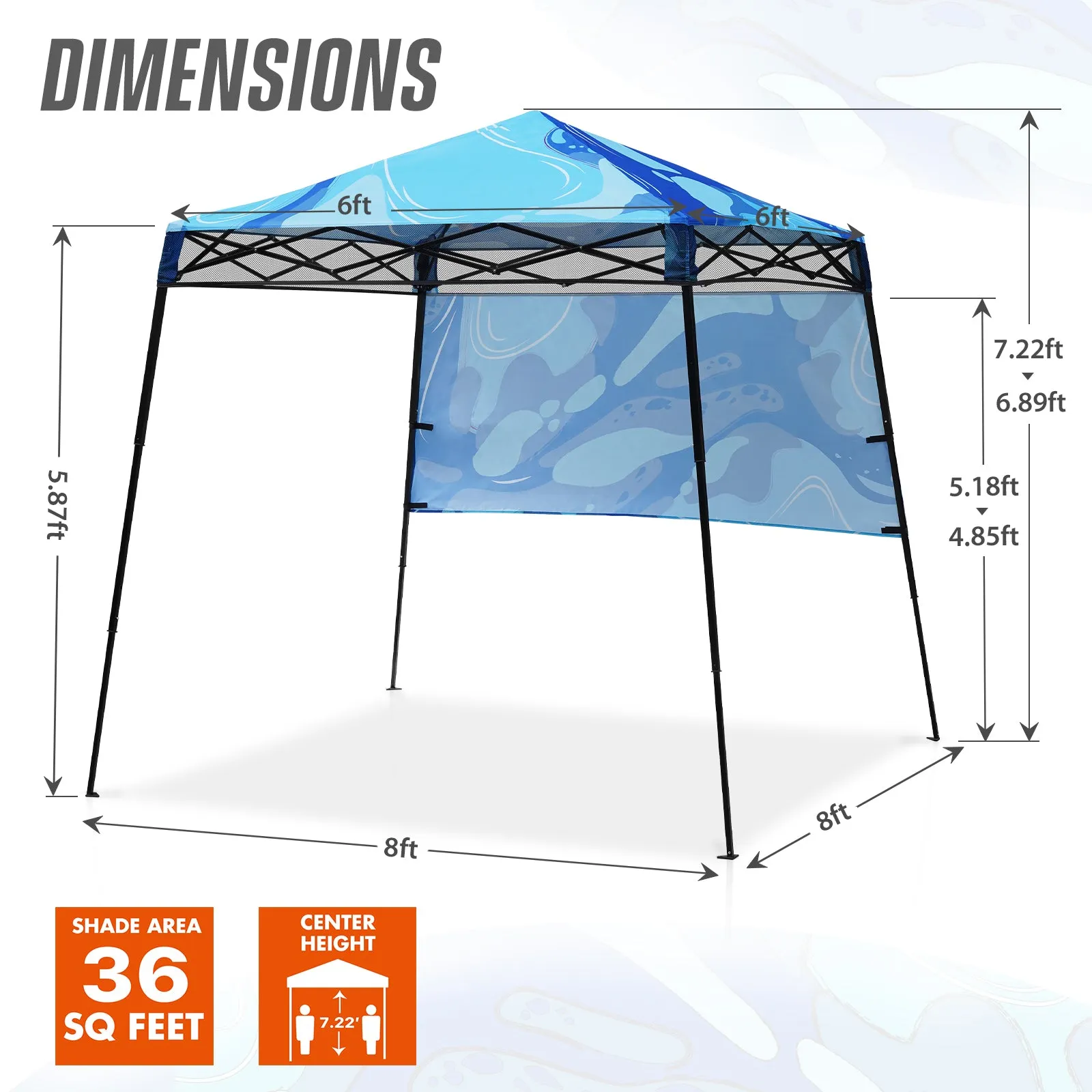 EAGLE PEAK Day Tripper 8x8 Slant Leg Canopy w/ Backpack (36 sqft of Shade)