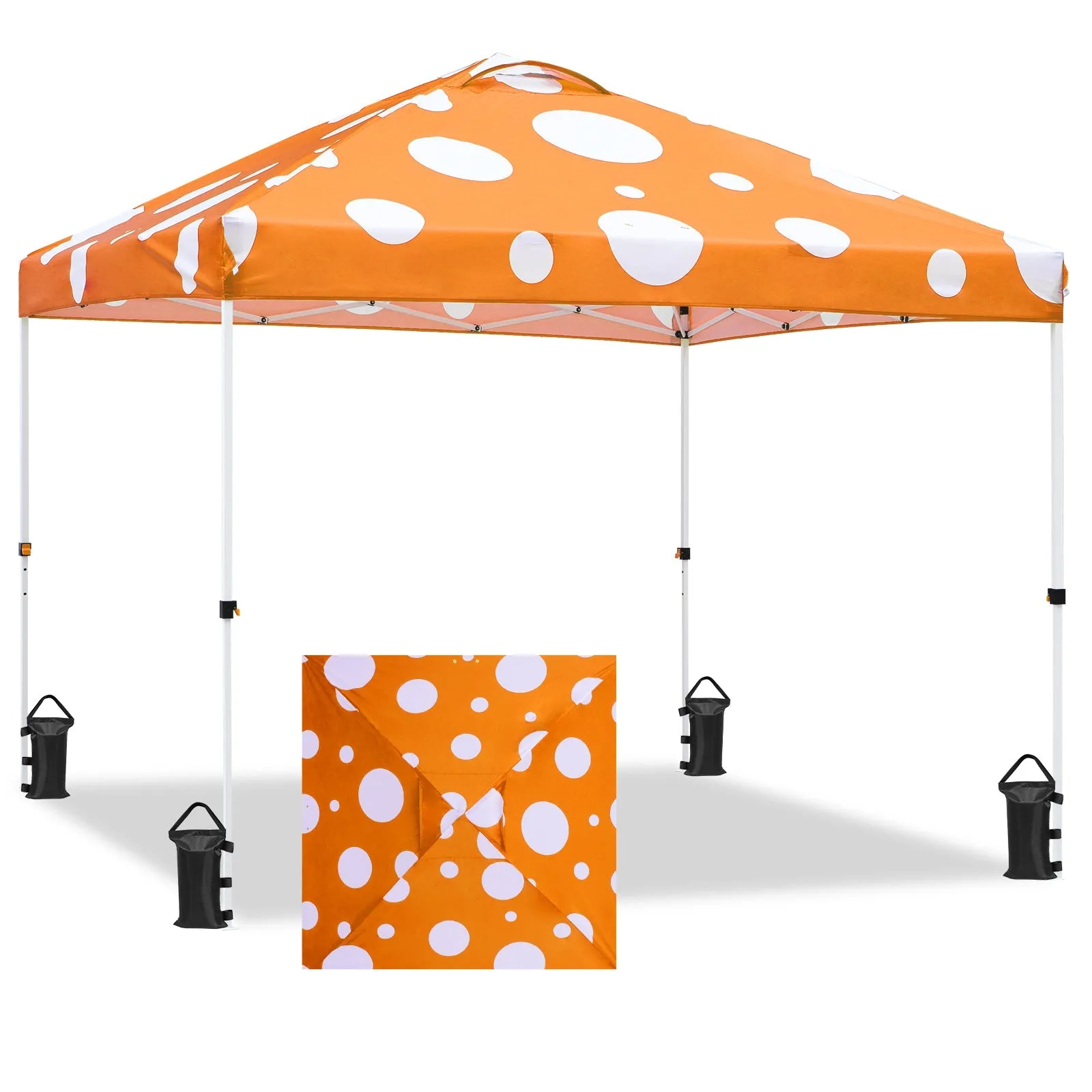 Eagle Peak SHADE GRAPHiX Easy Setup 10x10 Pop Up Canopy Tent (Orange Mushroom Top)