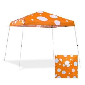 Eagle Peak SHADE GRAPHiX Slant Leg 10x10 Easy Setup Pop Up Canopy Tent (Orange Mushroom Top)