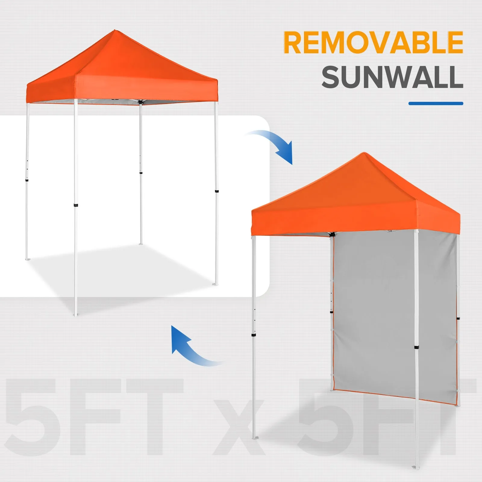 EAGLE PEAK Straight Leg Outdoor Portable Canopy Tent with Removable Sunwalls 5x5 ft, Carry Bag Included