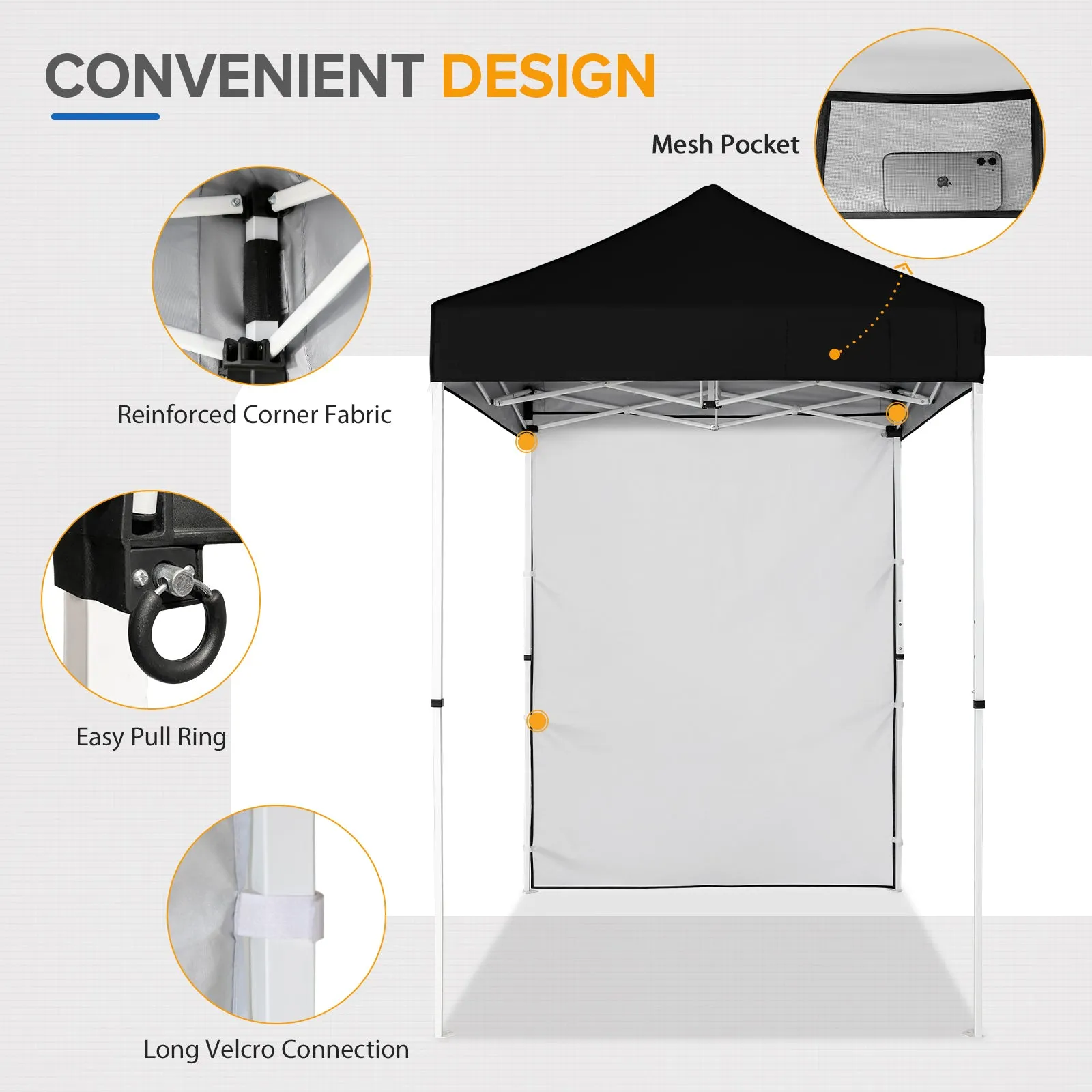 EAGLE PEAK Straight Leg Outdoor Portable Canopy Tent with Removable Sunwalls 5x5 ft, Carry Bag Included