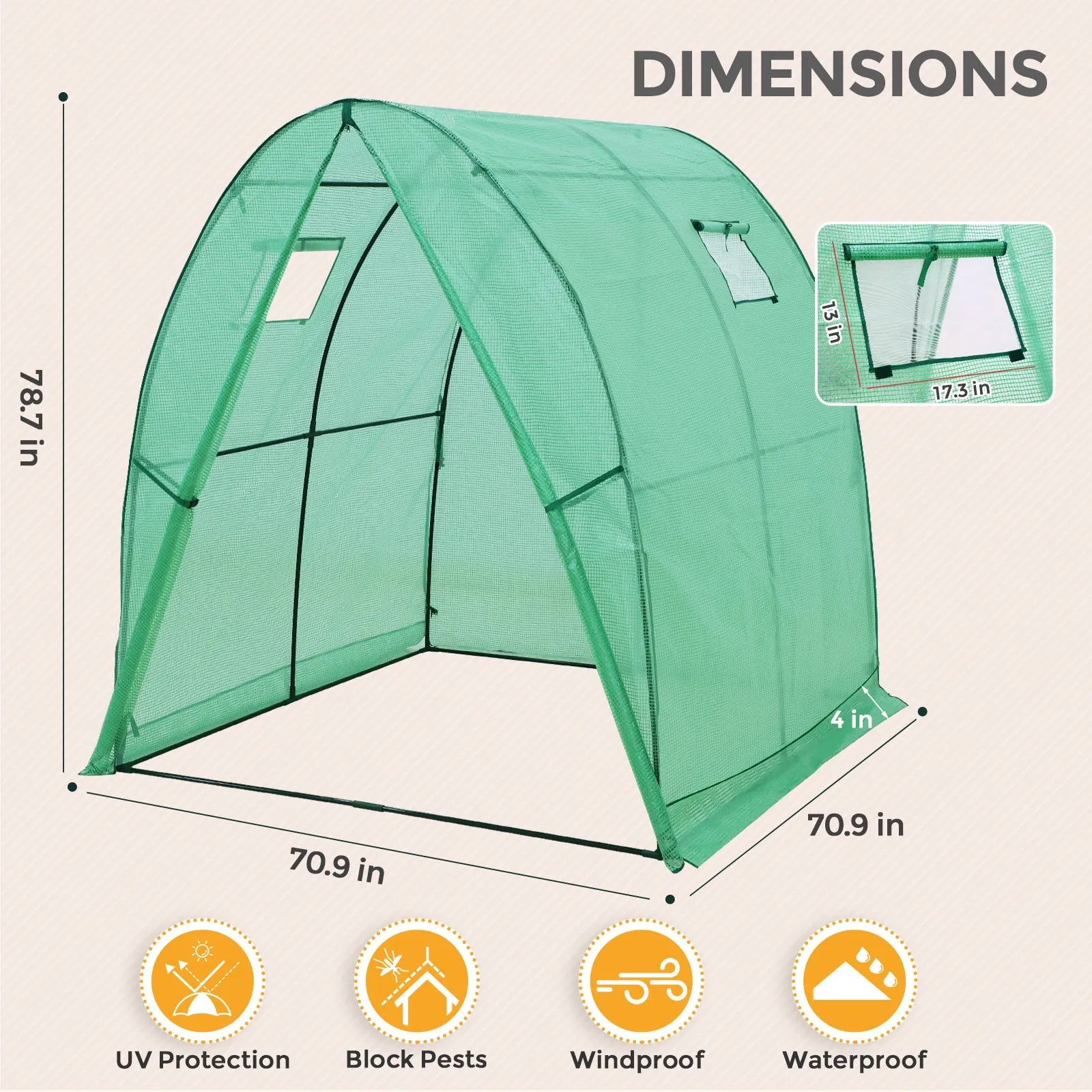 EAGLE PEAK Tunnel Greenhouse 70.9"x70.9"x78.7"