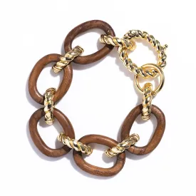 Earth Goddess Link Bracelet, 7 1.5" - Teak