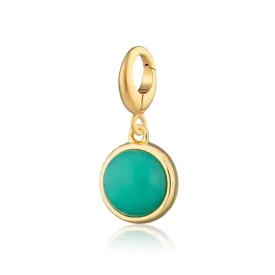 Gold Plated Green Chrysoprase Healing Stone Charm (Happiness)