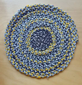 Handmade Coaster Grey Purple Yellow