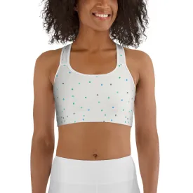 Ice White and Blue Polka Dot Sports Bra or Bathing Suit Top