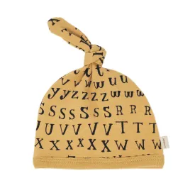 Letters Print Organic Top-Knot Hat