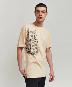 Luca Graphic Print Embroidery Short Sleeve Tee - Khaki