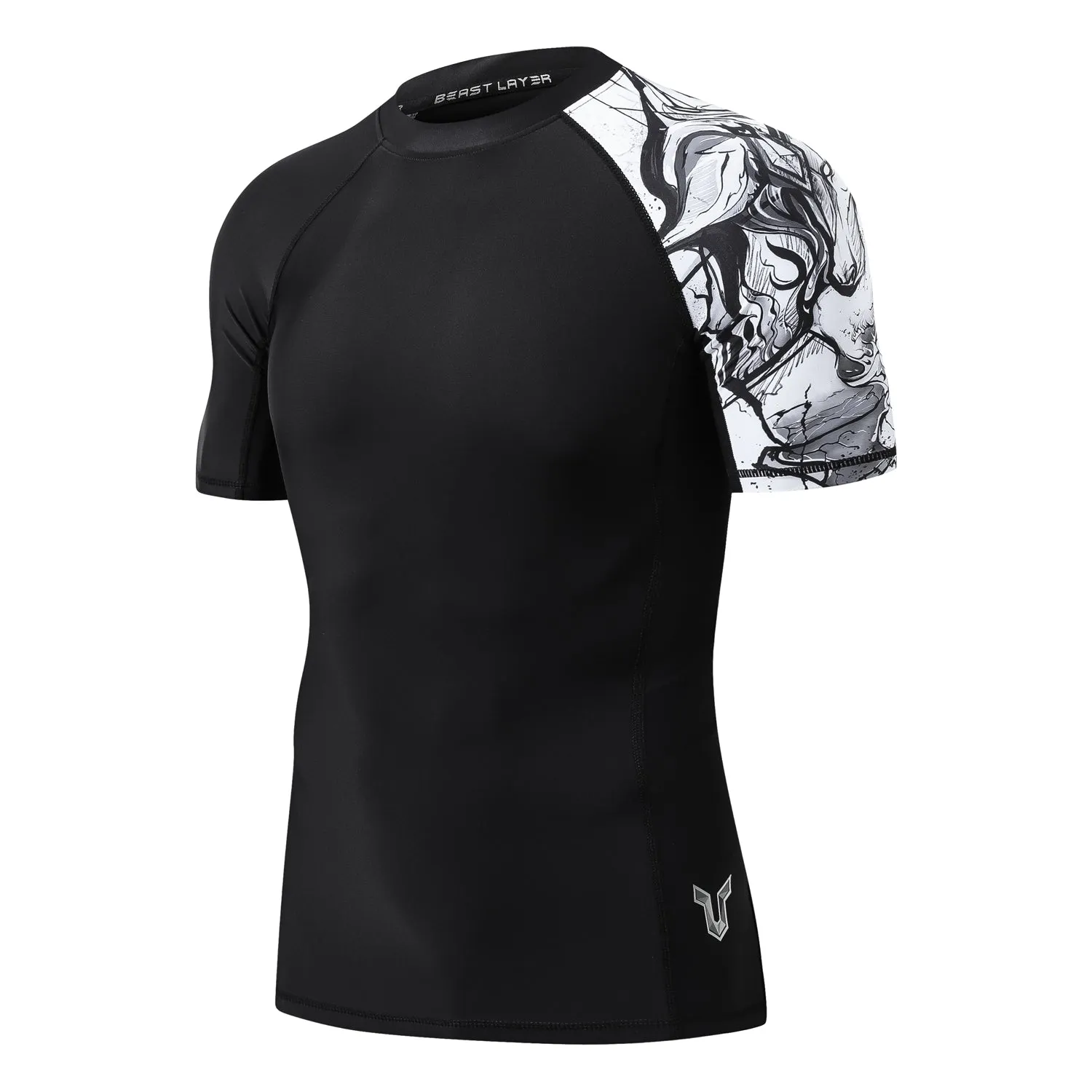 Men's Splice UV Sun Protection UPF 50  Skins Rash Guard Short Sleeves