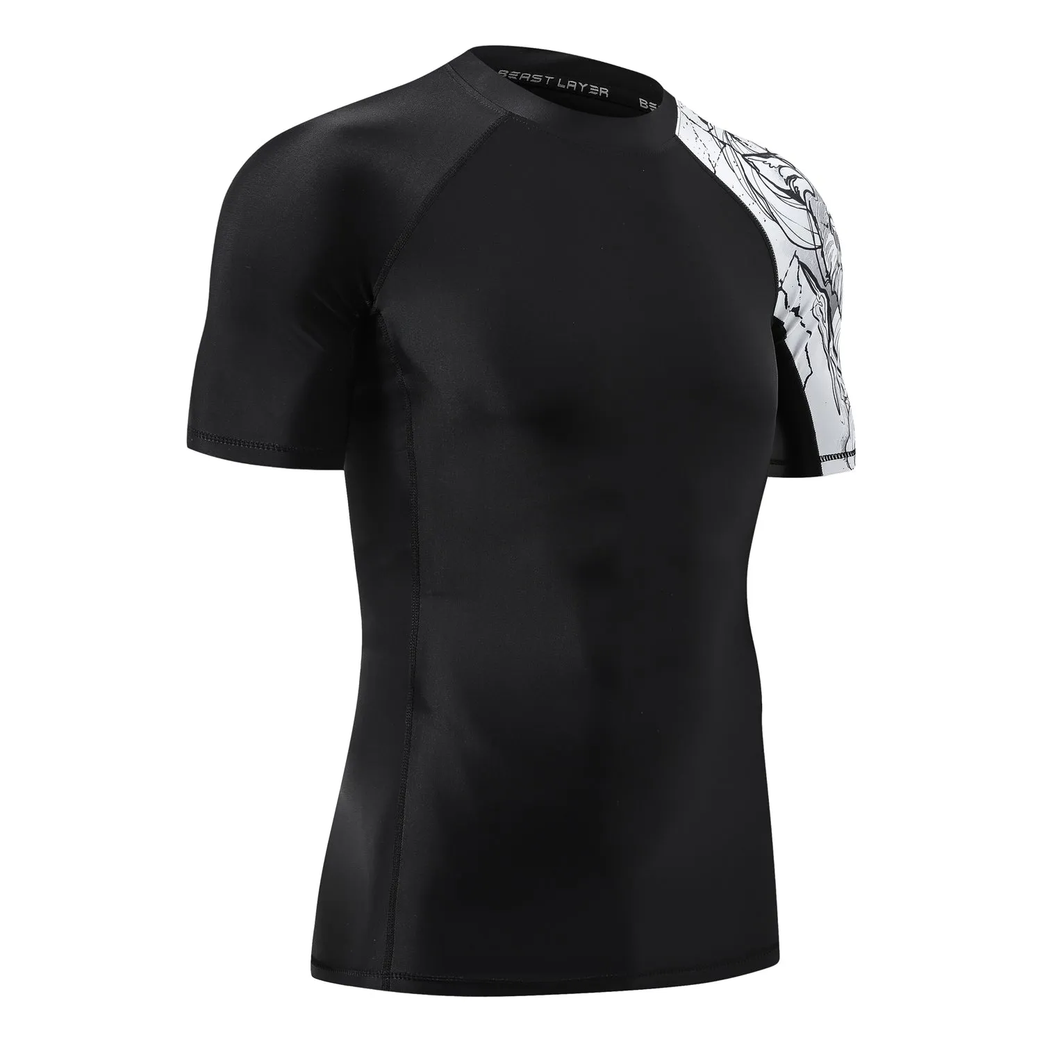 Men's Splice UV Sun Protection UPF 50  Skins Rash Guard Short Sleeves