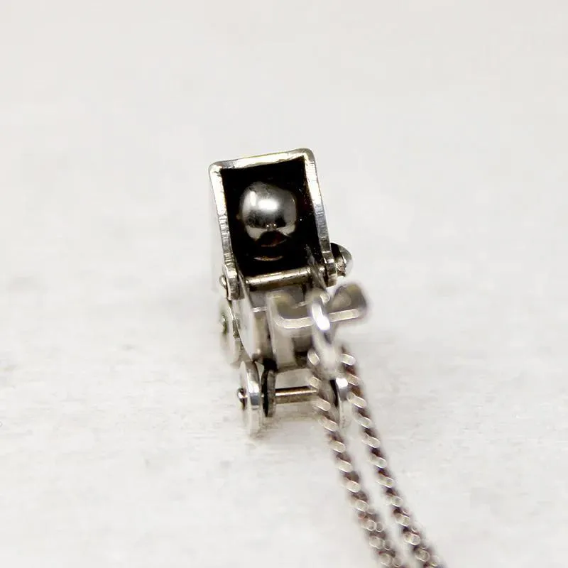 Miniature Sterling Baby Carriage Charm Necklace