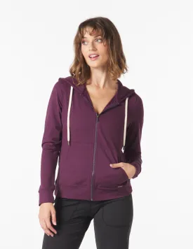 On The Go Lightweight Zip Up Hoodie: Mulberry