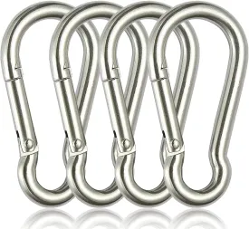 Rtudan 4 Inch Spring Snap Hook Carabiner - 304 Stainless Steel Snap Hook Heavy Duty Carabiner Clip